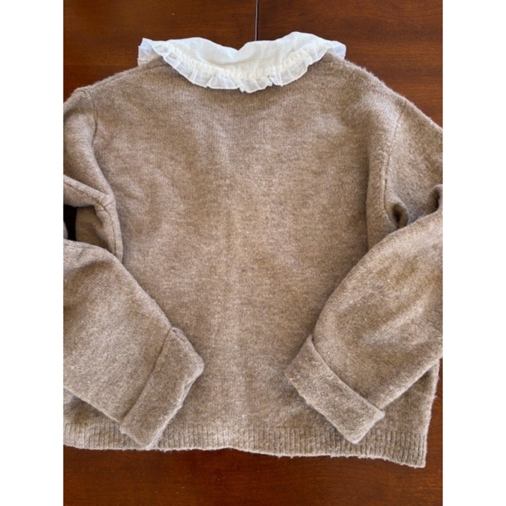 ASOS DESIGN Womens Brown Knit Cardigan Ruffle Collar‎ Sweater Oversized XS - Picture 14 of 15